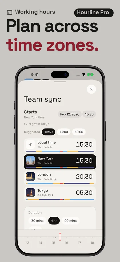 Plan across time zones.. Working hours